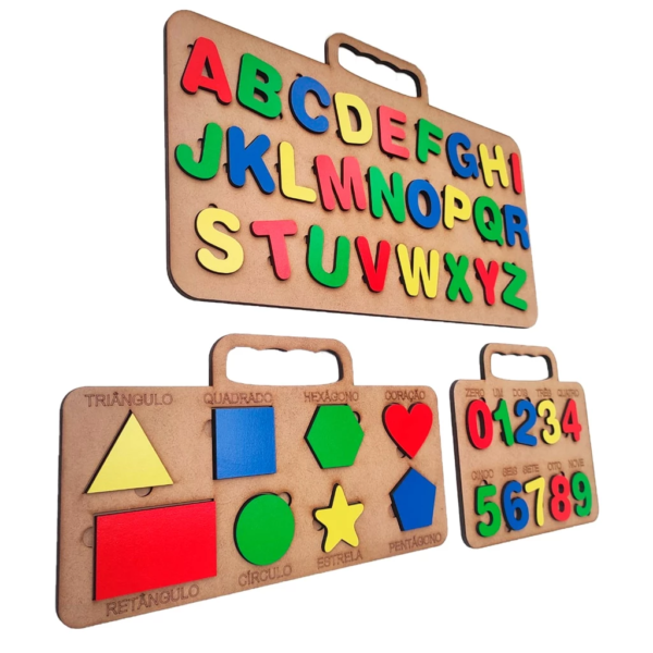 Brinquedo Tabuleiro Educativo Kit Alfabeto/numero/formas Mdf - Image 2