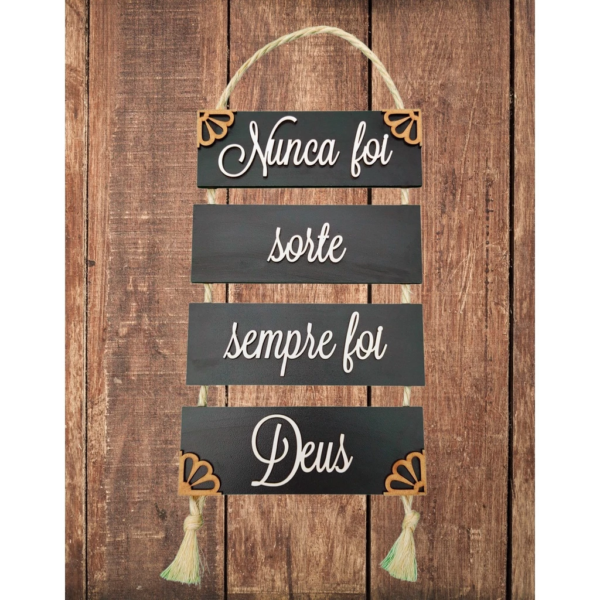 Placa Decorativa P/ Porta Ou Parede Deus Mdf Quadro C/ Corda - Image 2