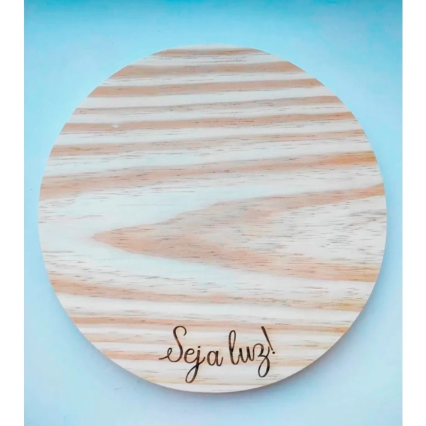 1 Tábua Redonda C/gravação Personalizável Mesa Posta-pinus