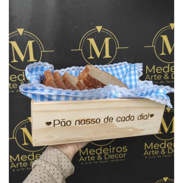 Caixa Cesta Para Pães - Mesa Posta - Com Gravação - Madeira Pinus- Personalizado
