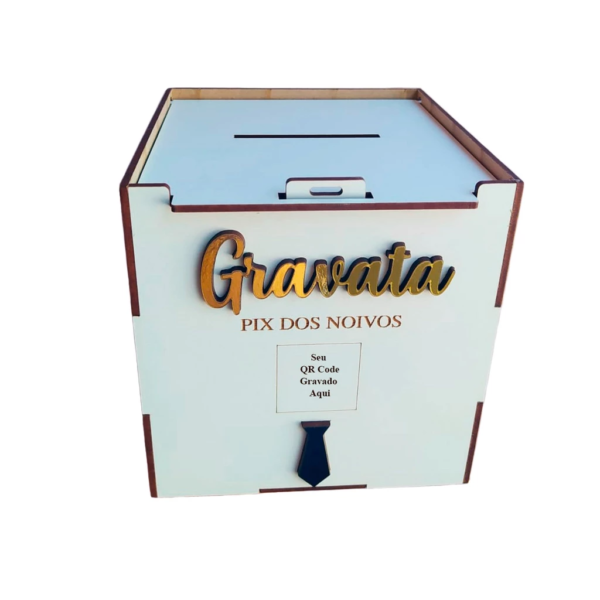 1 Caixa Pix Urna p/ Casamento Personalizada c/ QR CODE Noivos – Lua de Mel – Gravata – Sapatinho da Noiva - Image 2