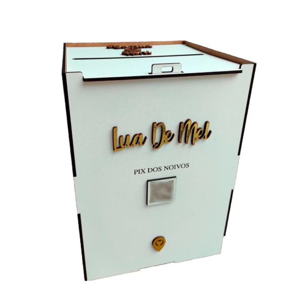 Caixa Urna Casamento Lua De Mel Envelope Dinheiro Pix Noivos Personalizado