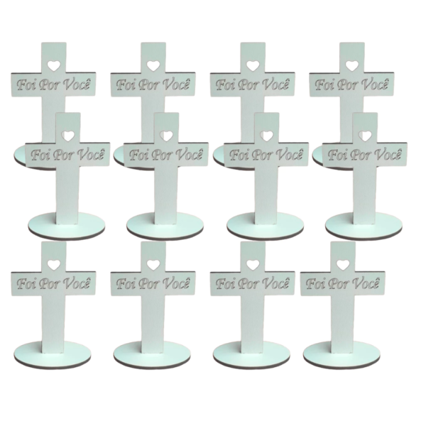20 Lembrancinhas Cruz Dizeres Jesus Deus - Foi por você - MDF Branco ou Cru