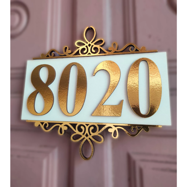 Placa Número De Casa Residência Personalizada Apartamento Arabesco Luxo Estilo Para Área Interna - Image 2