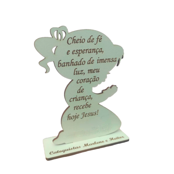 Lembrancinhas Religiosas Crisma Ou Batismo Menina Rezando MDF Presente personalizado com nome e data Lembrança festa