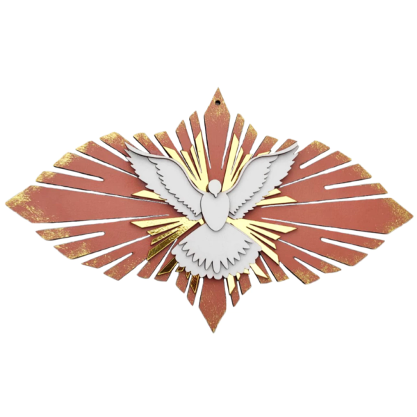 Placa Divino Espirito Santo Resplendor Pombo Mdf Cor Gaya - Enfeite de porta ou parede - Aplique