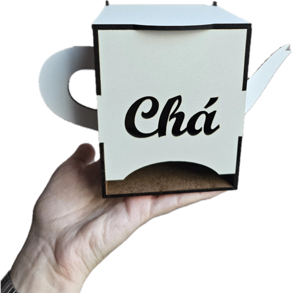 Porta sachês de Chá Bule Organizador Decorativo MDF branco - Image 2