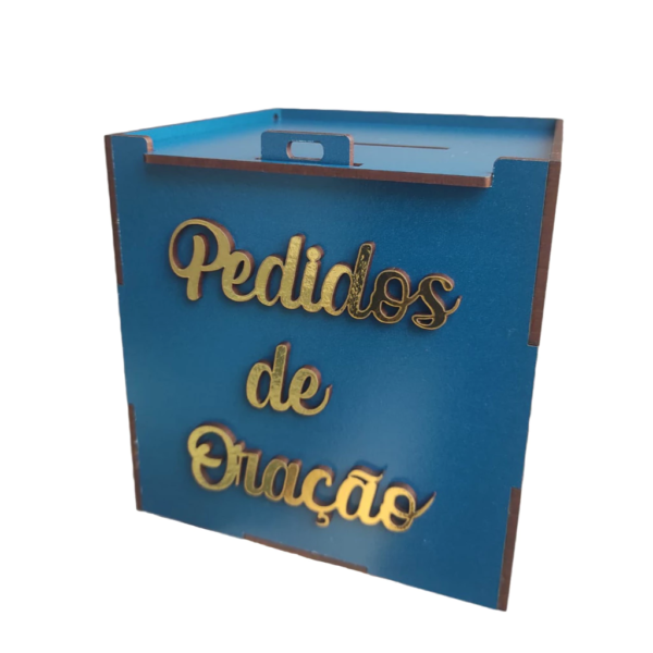 1- Caixa Urna Personalizado na frente: Pedido de Orações 15x15x15cm Mdf Branco- Montada- Espalhe Fé e Esperança - Image 2