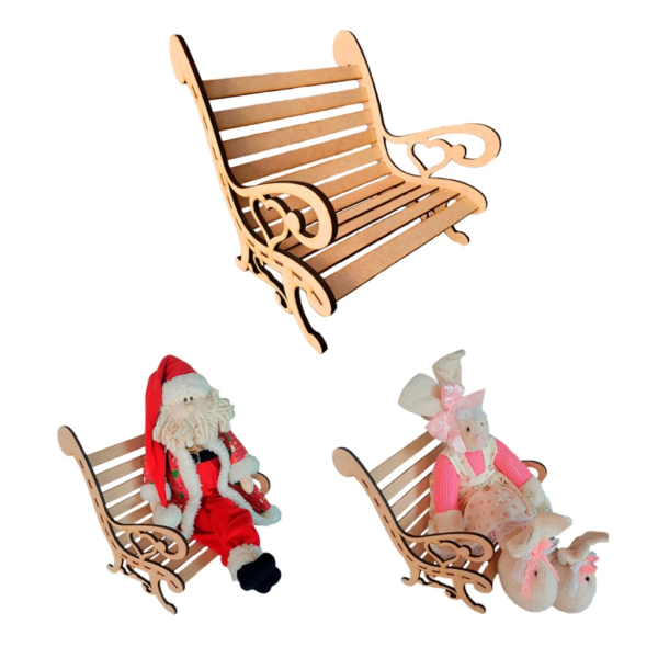 Banco decorativo para colocar boneco sentado e enfeitar cenário - MDF- BANCO VAI DESMONTADO- NAO ACOMPANHA BONECO