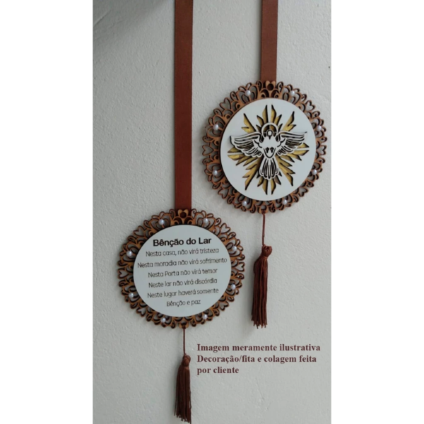 Escapulário de Porta Divino Espirito Santo / Oração Benção do Lar- Atacado mdf - Image 3