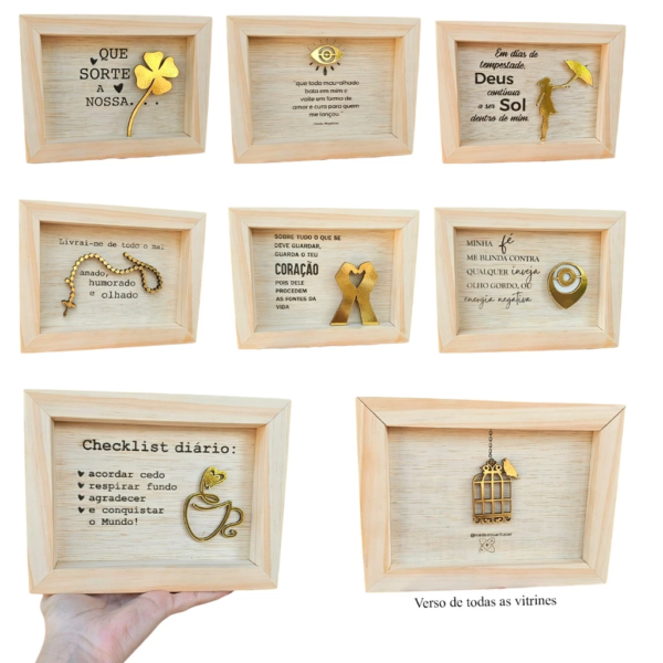 Quadro Mini de mesa frases motivacionais Madeira Natural Placa decorativa bloco