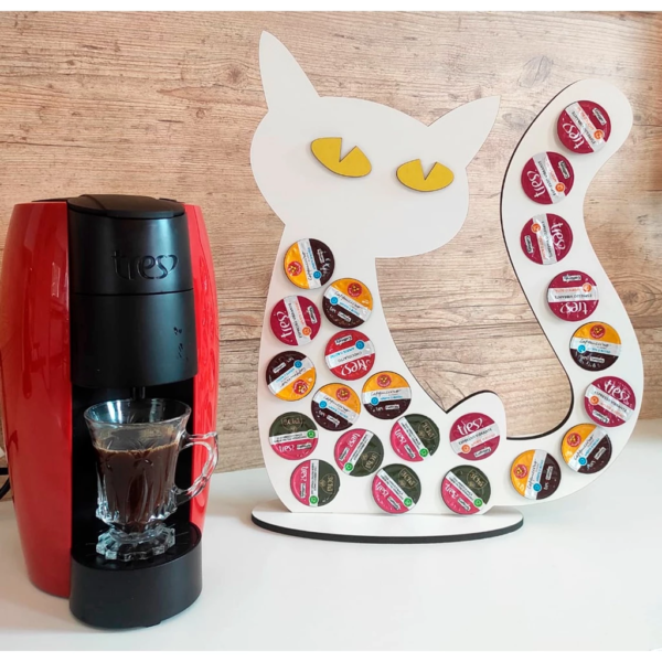Expositor Gato Porta Cápsulas Café 3 Corações