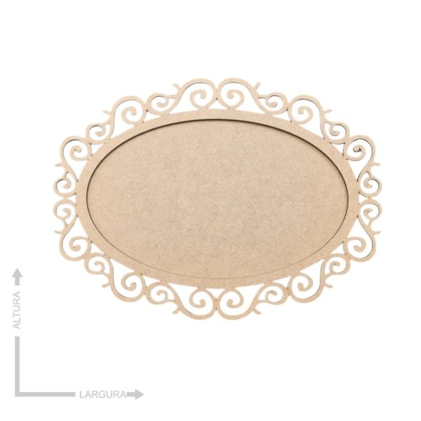 Placa arabesco Oval Deb vazada com fundo solto Recorte  – MDF 3mm